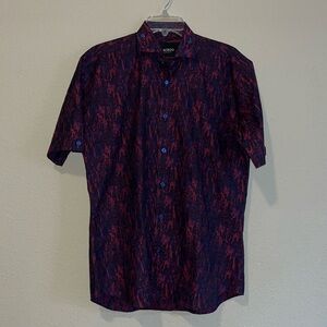 MACEOO Men's Short-Sleeve Shirt Size 3/M Italian Engineered Shaped-Fit